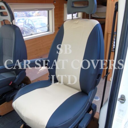 Fiat Ducato Motor Home Seat Cover – Black & Beige Leatherette MH-065