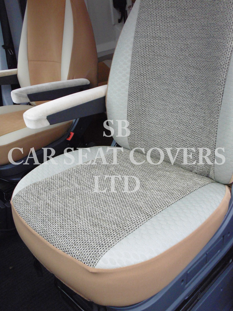 Carthago Motor Home Seat Covers 2 Front - Full Retrim Dark Beige MH-903 - Image 8