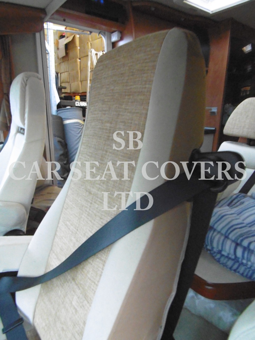 Carthago Motor Home Seat Covers 2 Front - Full Retrim Dark Beige MH-903 - Image 3