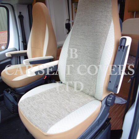 Carthago Motor Home Seat Covers 2 Front - Full Retrim Dark Beige MH-903
