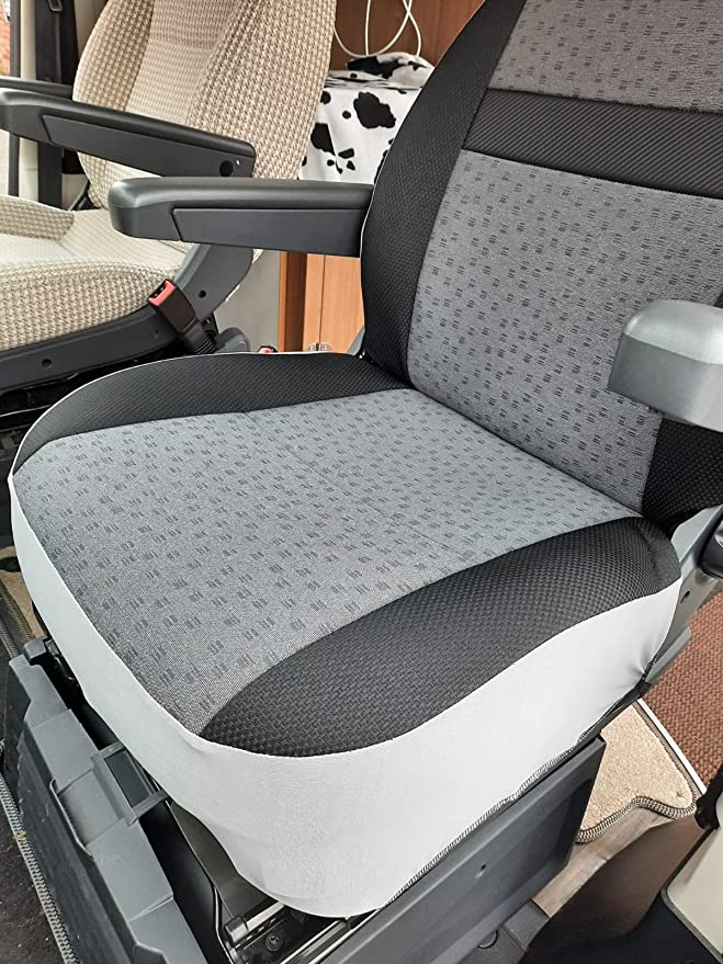 Ford Transit Motorhome Tall Pilot 2 Front Seat Covers, New Schwartz Grey MH-1018 - Image 3