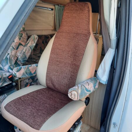 Ford Transit Motorhome, 2 Front Seat Covers, MH-1059 Henrietta (soft brown & herringbone )