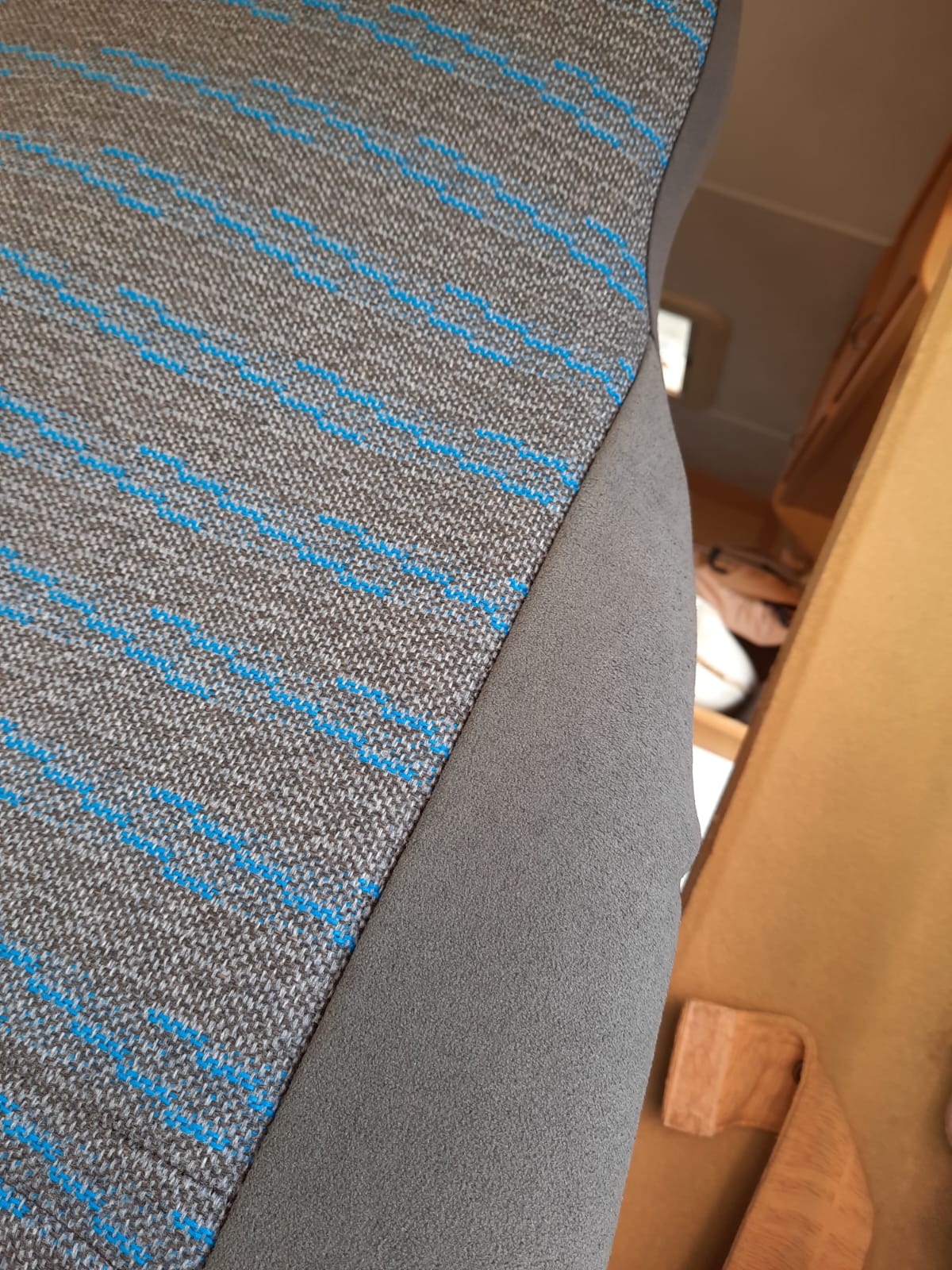 Carthago Motorhome 2 front seat covers, MH-Tracy in Tweed look Grey / Blue - Image 3