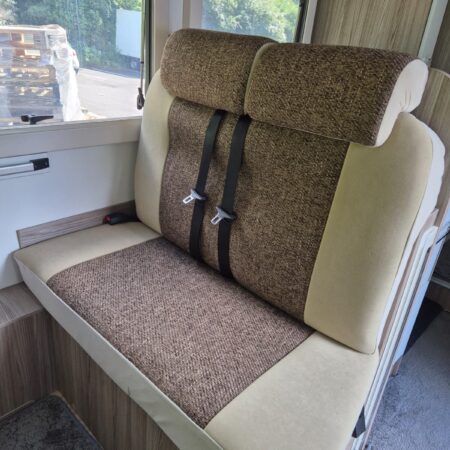 Toyota Motorhome, Soft Mottle Brown + Light Cream Leather Trim, Rear cushion covers + Matching front seat covers