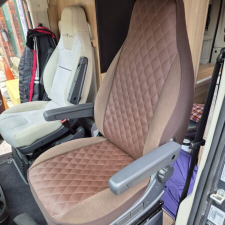Carthago Motorhome 2 front seat covers, MH-0001 Nina, Chocolate brown Diamond, PVC