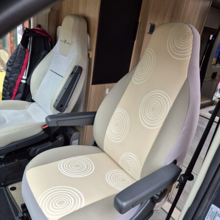 Carthago Motorhome 2 front seat covers, MH-0002 Rachel in ivory cream