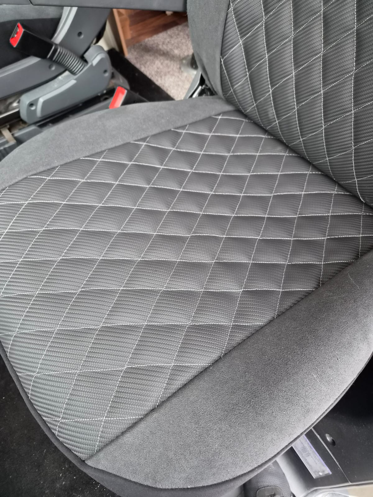 Talbot Motorhome 2 front seat covers, MH-0003 Bexly in soft black diamond leatherette - Image 7
