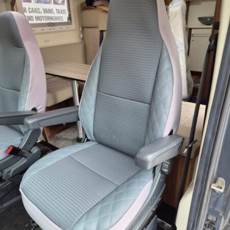 Carthago Motorhome 2 front seat covers, MH-1066 Hastings in Grey diamond trim.