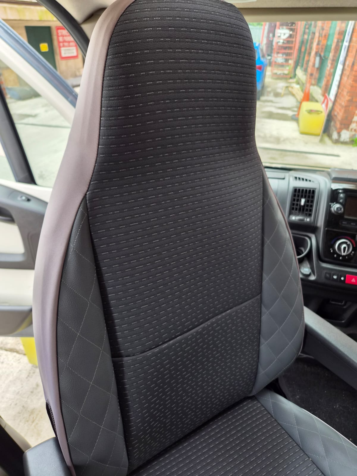 Citroen Motorhome 2 front seat covers, MH-1066 Hastings in Grey diamond trim. - Image 4