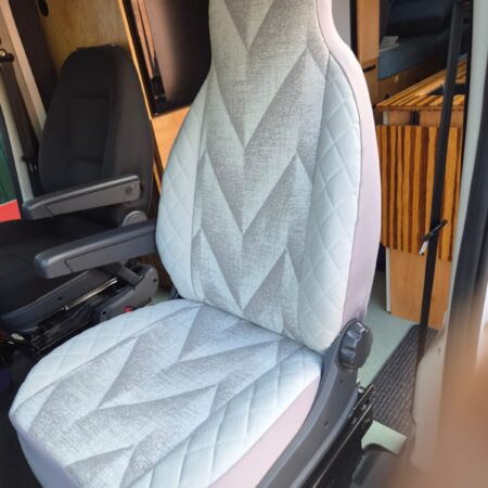 Volkswagen Motorhome 2 front seat covers, MH-1051 Alison, Grey diamond trim