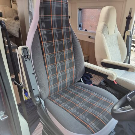 Volkswagen Motorhome 2 Front Seat Covers + Armrest covers, MH-Barclay Square Orange trim
